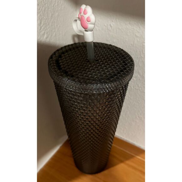 Starbucks Vietnamese Grey Glitter Studded Tumbler with Paw Silicone Topper 24 OZ - Picture 1 of 5